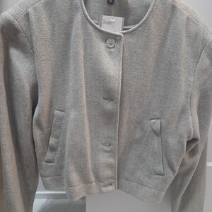 H&M Light Gray Herringbone Blazer